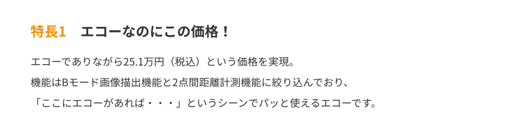 特長1　エコーなのにこの価格！